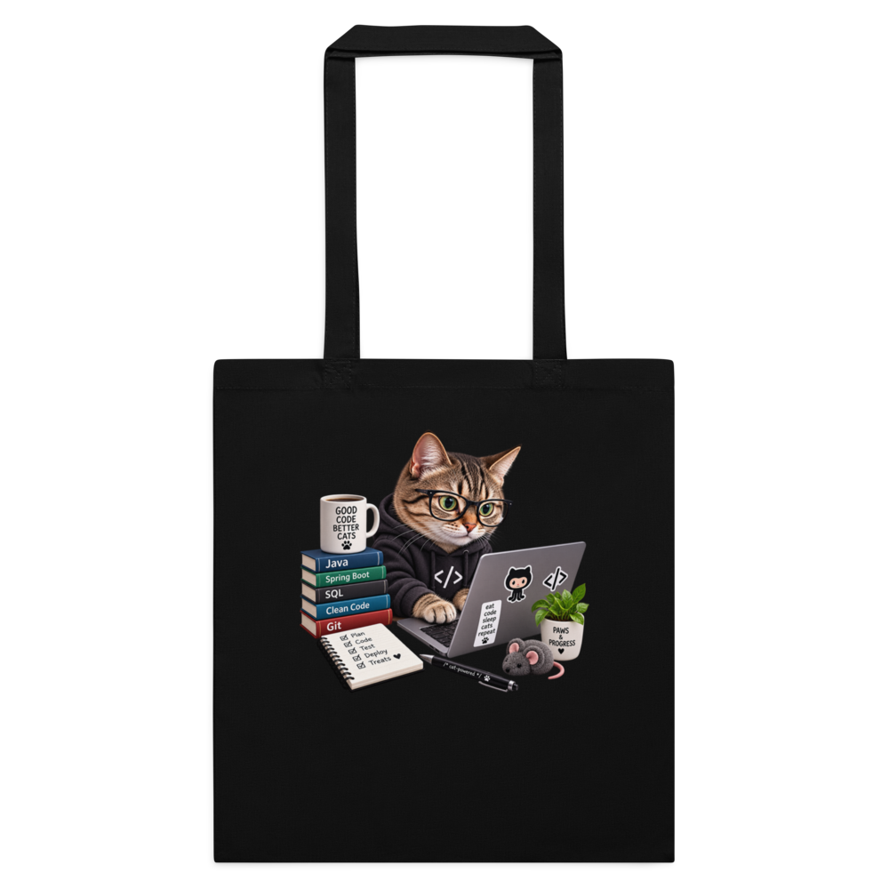 Engineer Cat Tote Bag · Black / One size